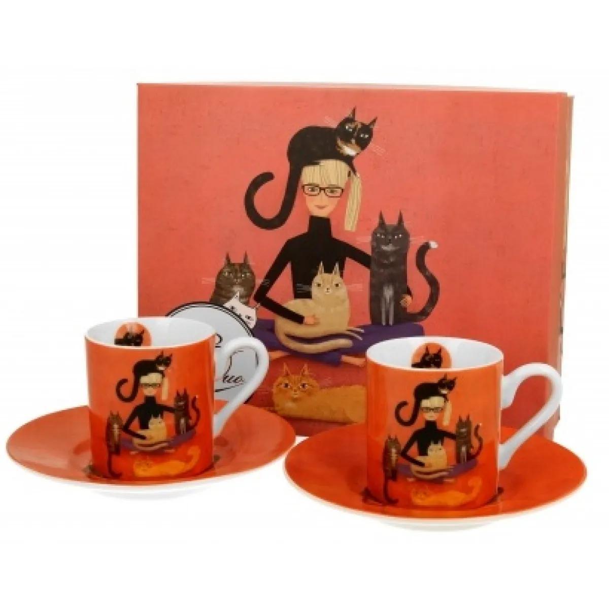 Set dve šolje za espreso CAT'S WORLD - CINDY & KITTIES 90ml 