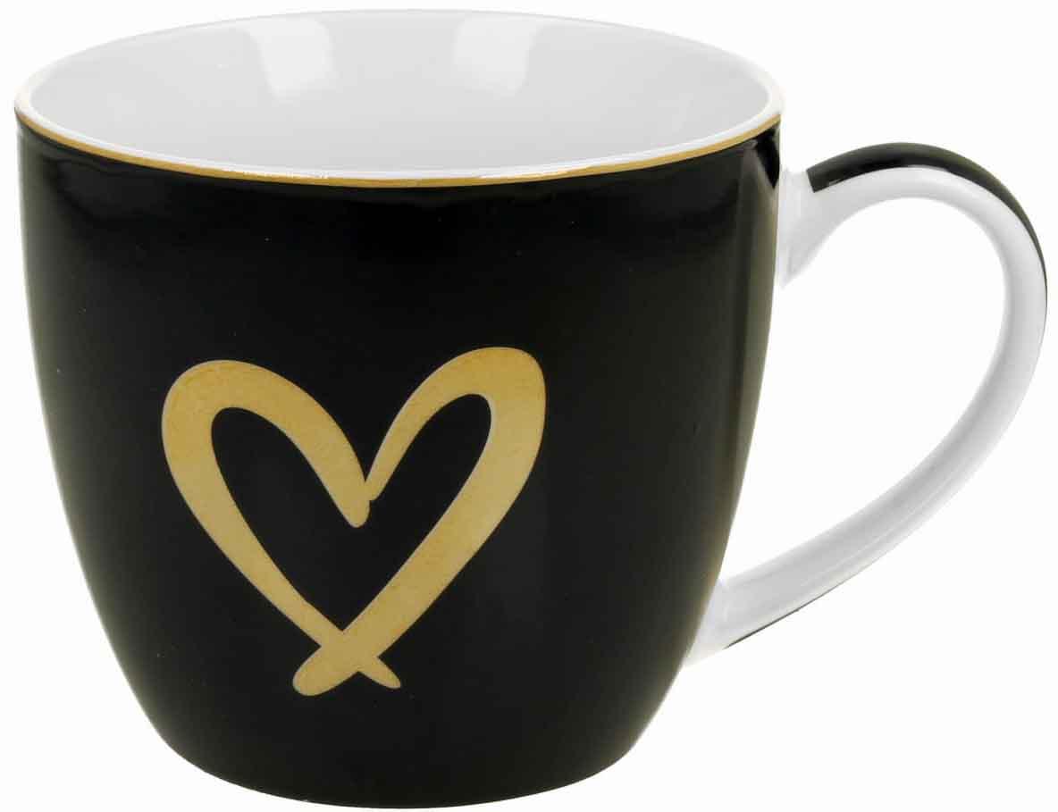 Velika crna šolja SRCE u kartonskoj torbici 