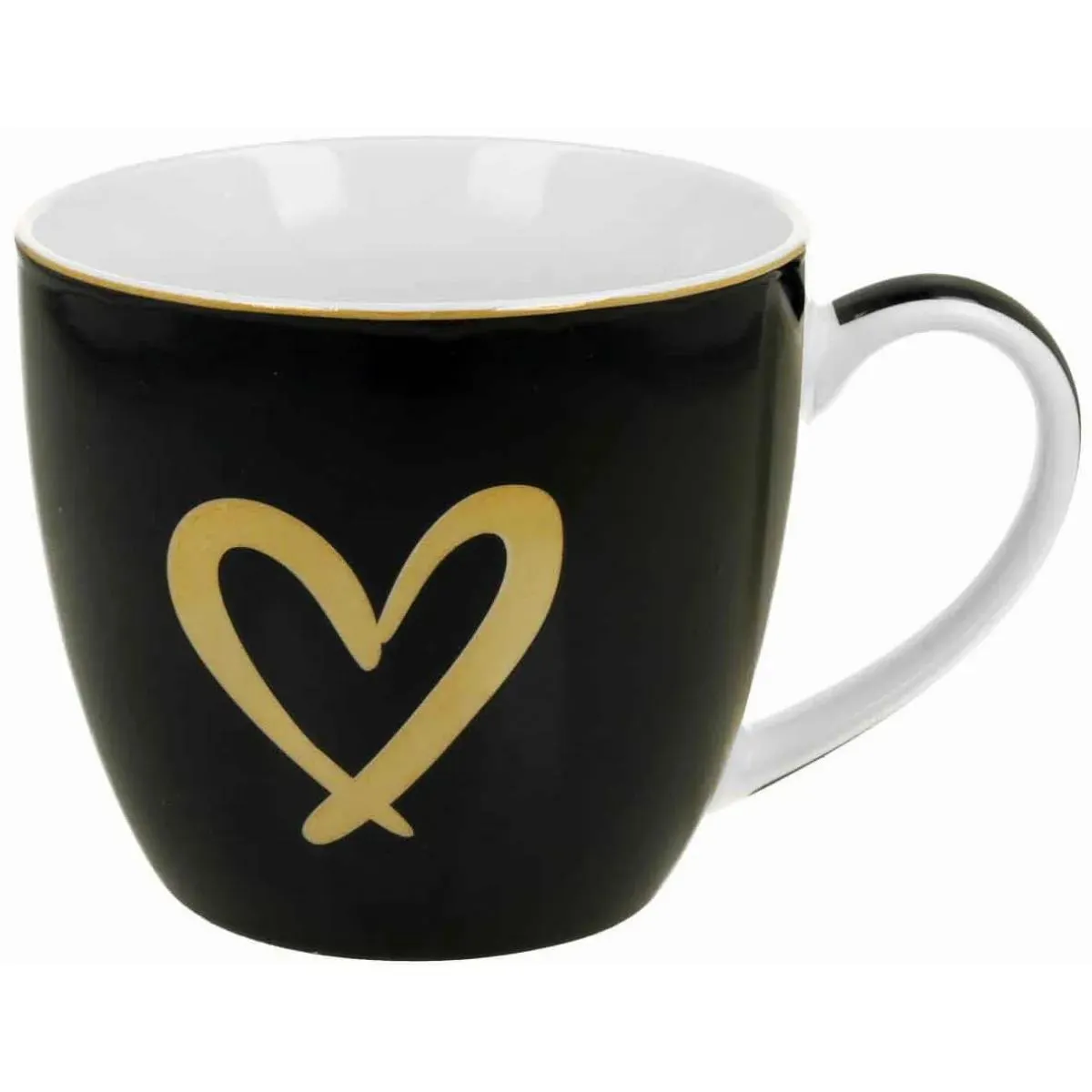 Velika crna šolja SRCE u kartonskoj torbici 