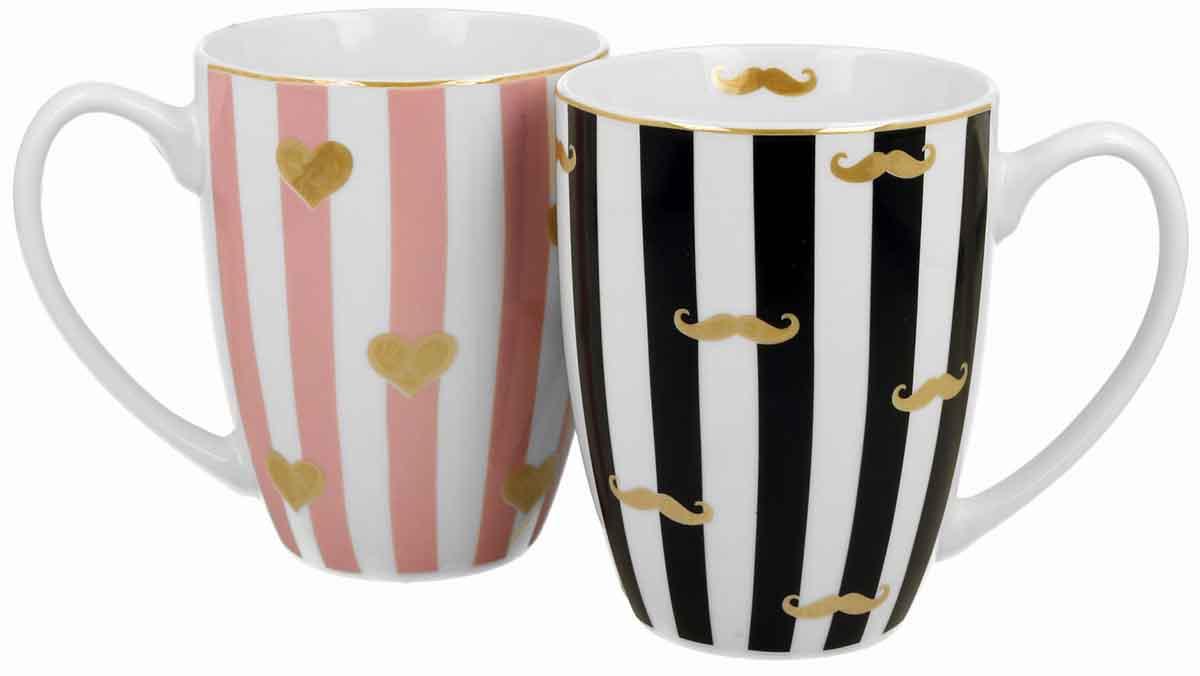 Set dve CRNO/ROZE PRUGE šolje  u kutiji 