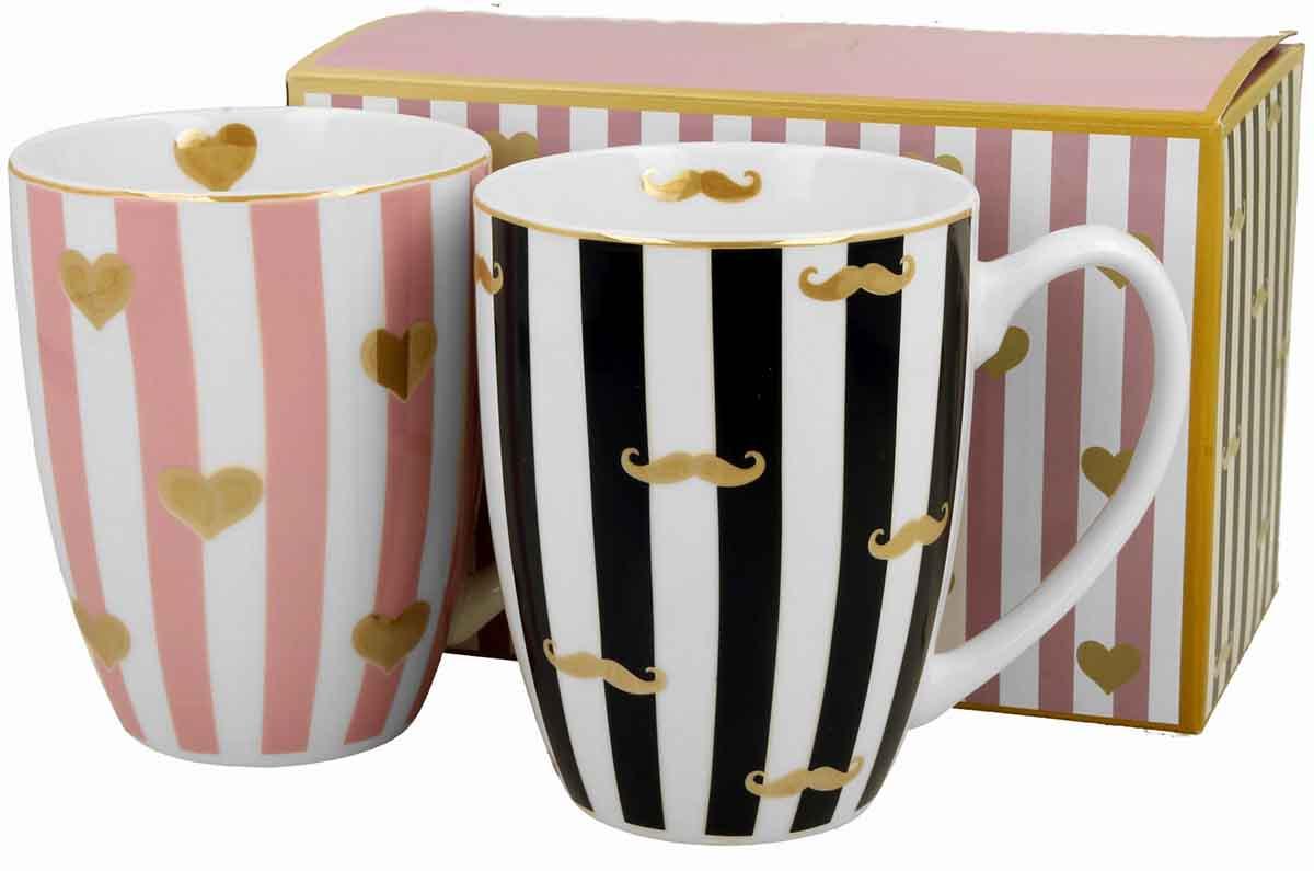 Set dve CRNO/ROZE PRUGE šolje  u kutiji 