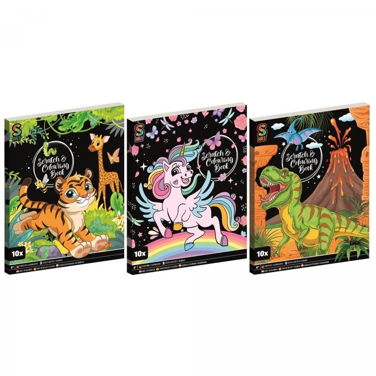 Kreativni set Scratch & Colouring Book - 10 listova 