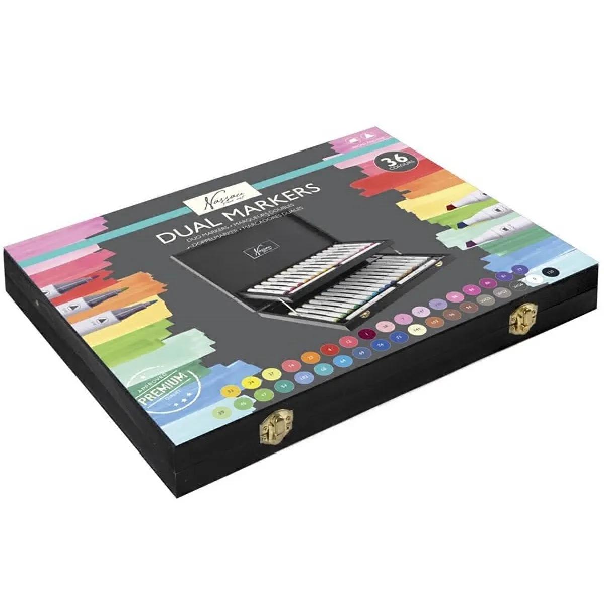 Dvostrani markeri u drvenoj kutiji NASSAU - 36kom 