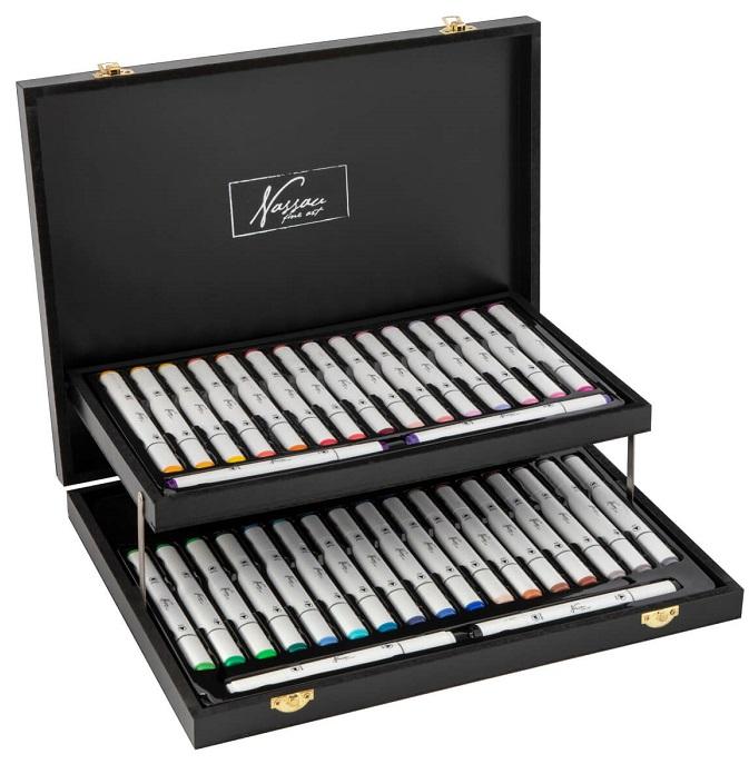 Dvostrani markeri u drvenoj kutiji NASSAU - 36kom 