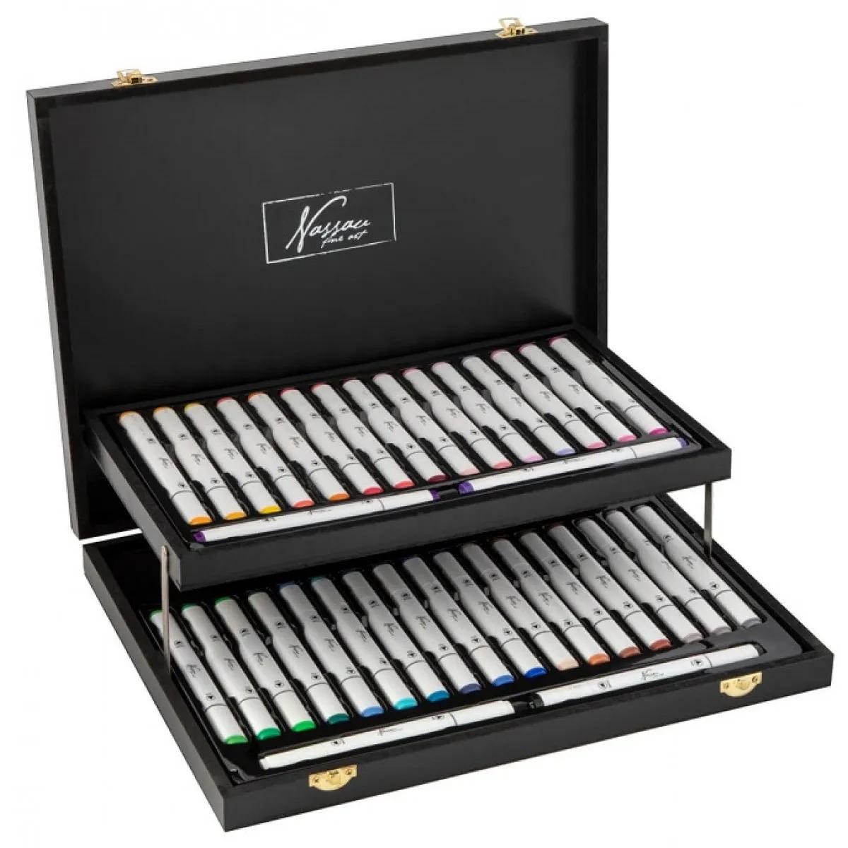 Dvostrani markeri u drvenoj kutiji NASSAU - 36kom 