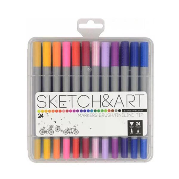 Set dvostranih markera skiriranje SKETCH & ART (24 kom) Brush + Liner 
