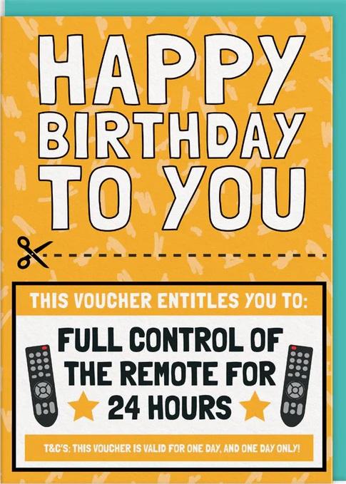 Rođendanska čestitka CONTROL OF TV REMOTE VOUCHER 