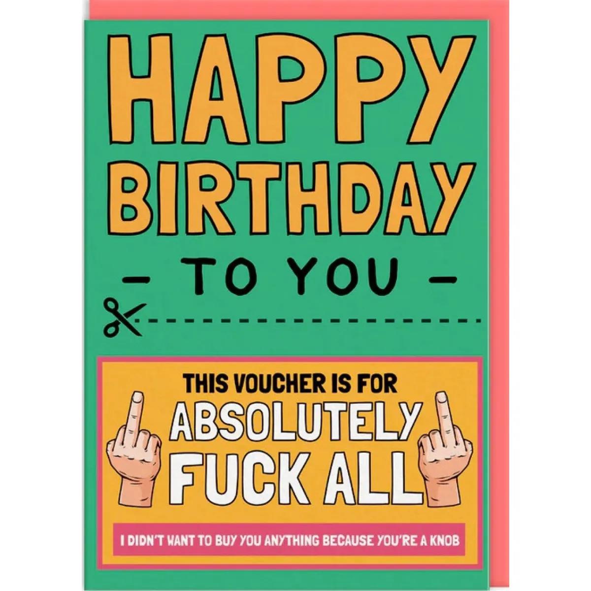 Rođendanska čestitka VOUCHER FOR ABSOLUTELY F*CK ALL 