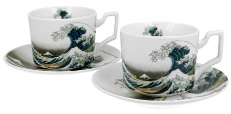 Set dve šolje sa tacnama THE GREAT WAVE - K. HOKUSAI 