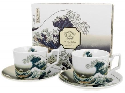 Set dve šolje sa tacnama THE GREAT WAVE - K. HOKUSAI 