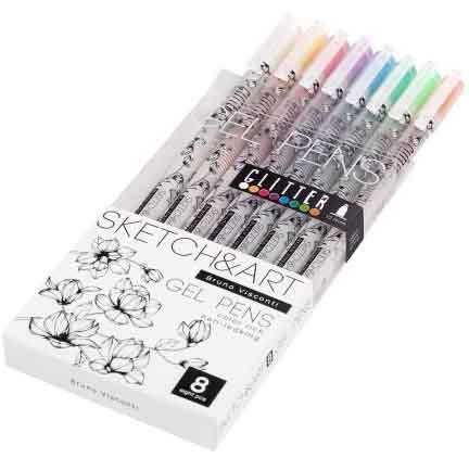 Gel pen SKETCH&ART, 8 kom, 1.0mm GLITTER 