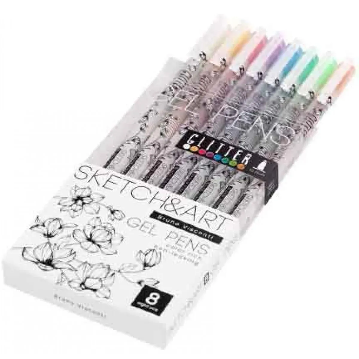 Gel pen SKETCH&ART, 8 kom, 1.0mm GLITTER 