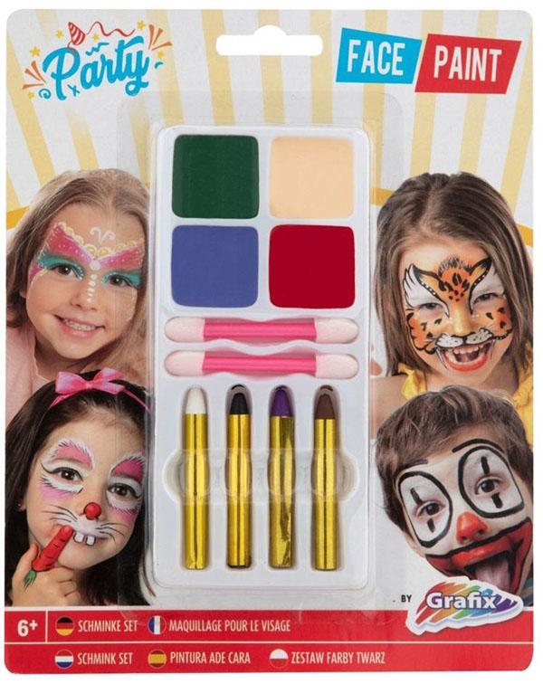 Kreativni set za bojenje lica, 4 boje, dva krejona, dva aplikatora 