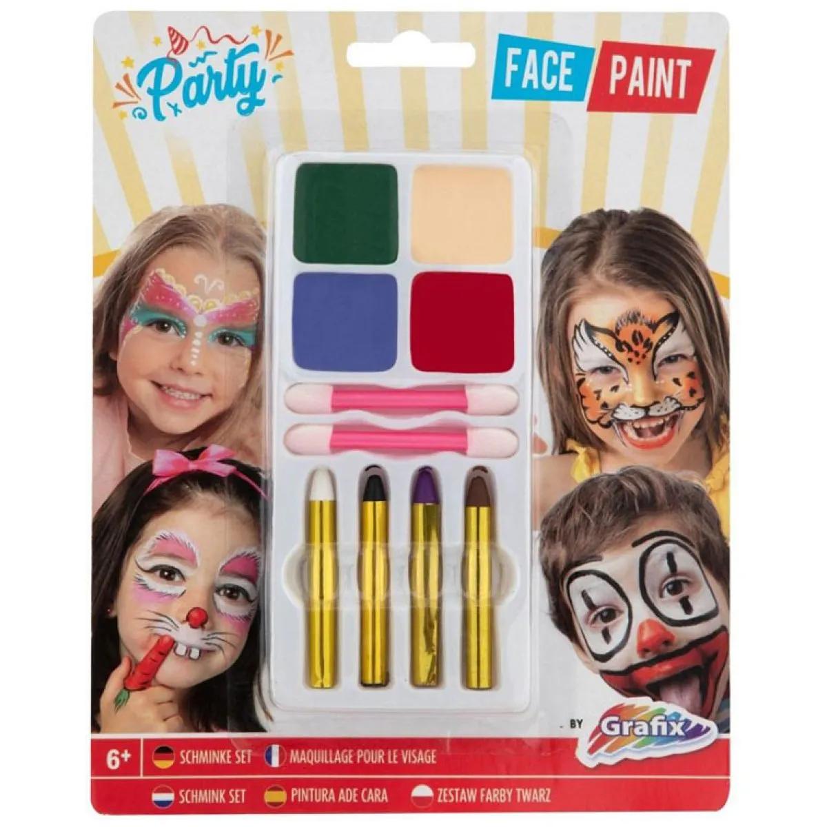 Kreativni set za bojenje lica, 4 boje, dva krejona, dva aplikatora 