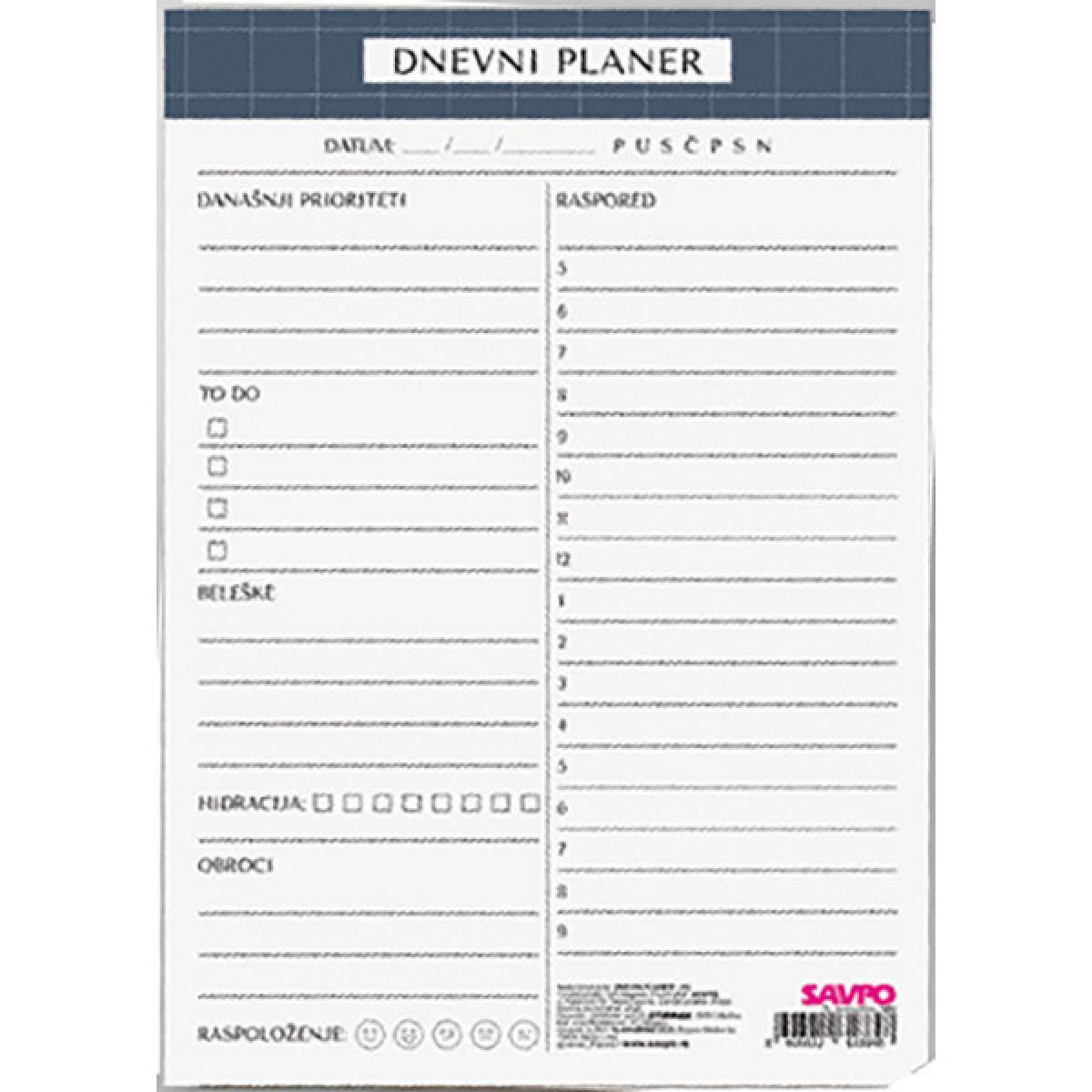 Dnevni planer sa tvrdom podlogom, 60 listova 