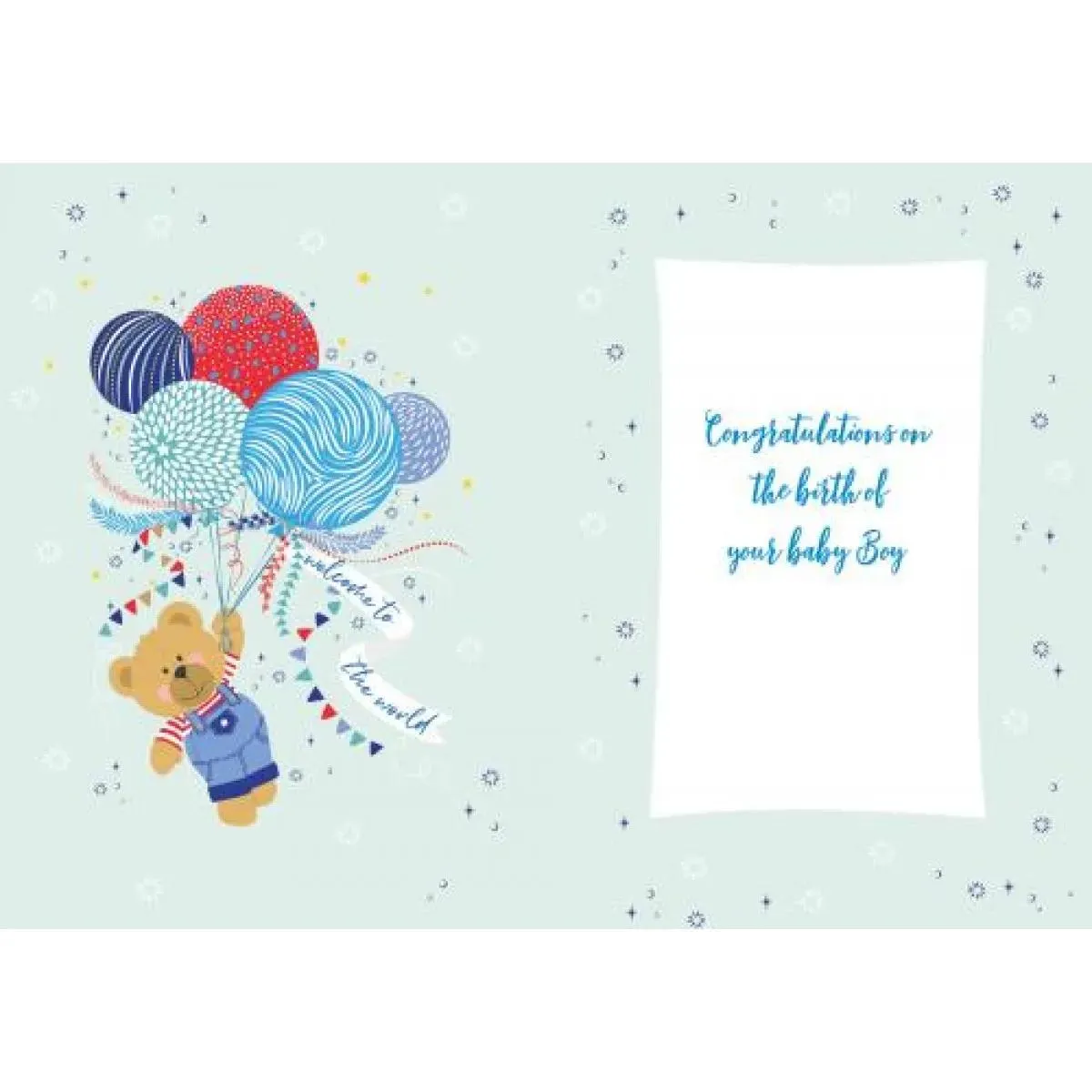 Čestitka za rođenje deteta TEDDY & BALLOONS 
