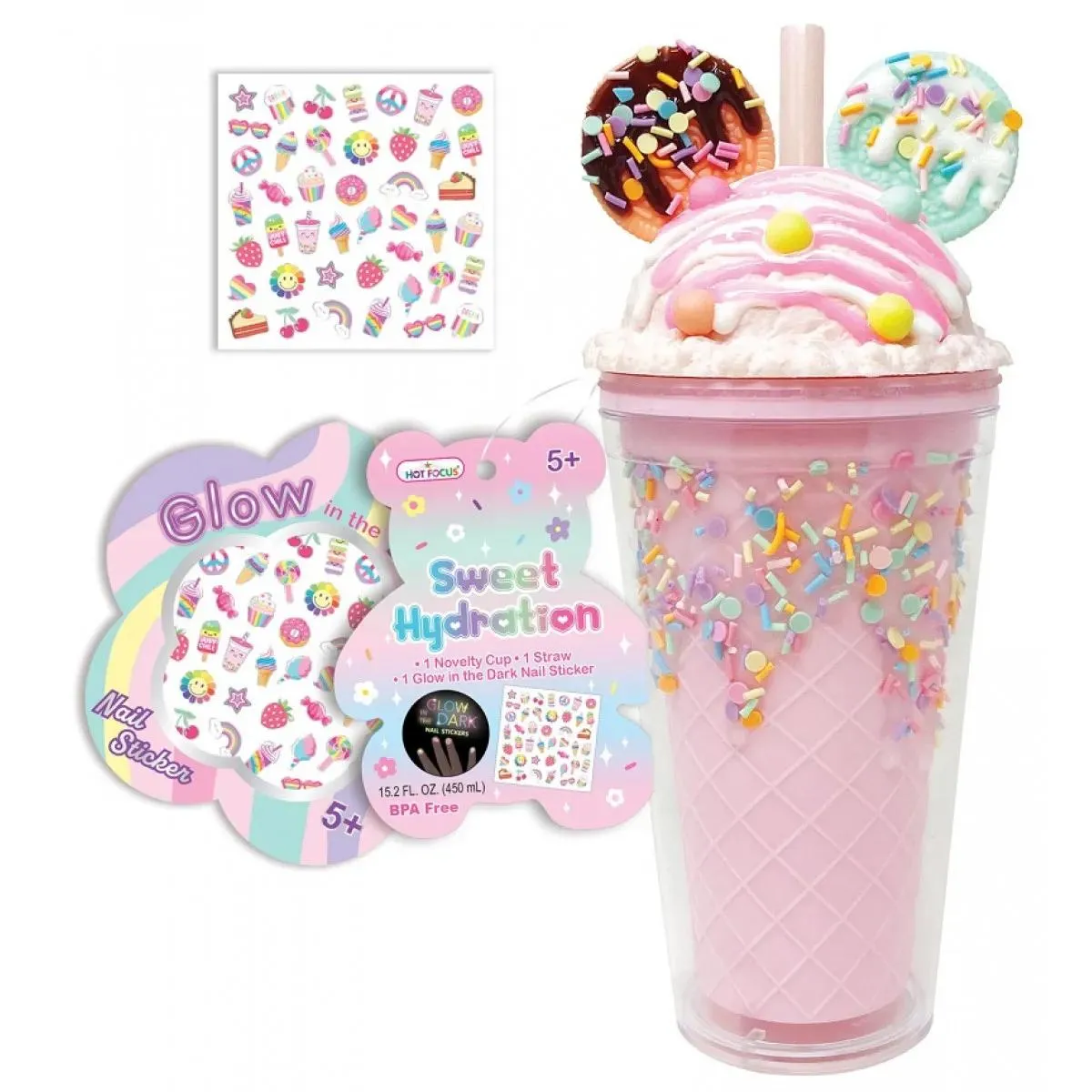 Plastična čaša sa stikerima SWEET HYDRATION - ROZE 