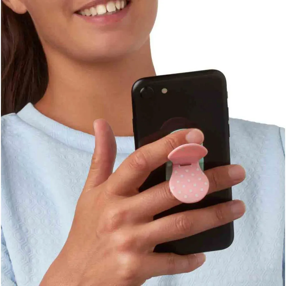 ZipGrips držač za telefon i postolje ROZE SA BELIM TAČKAMA 