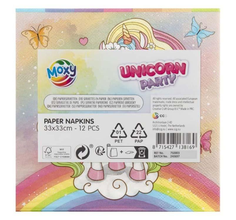 Rođendanske salvete 33x33cm UNICORN 12 kom 