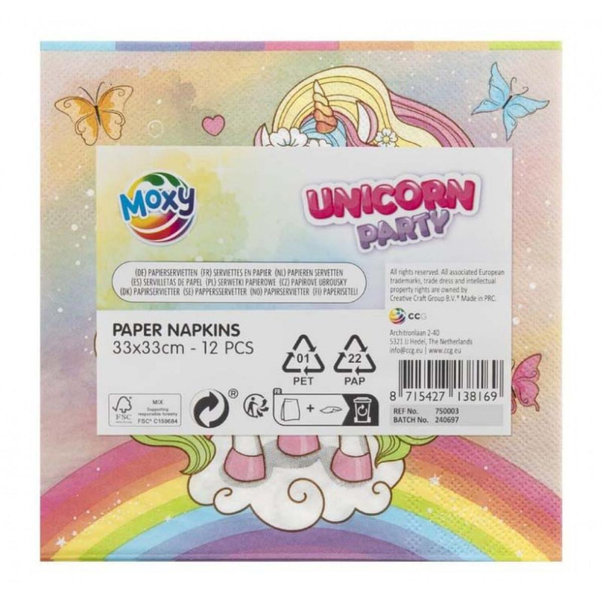 Rođendanske salvete 33x33cm UNICORN 12 kom 