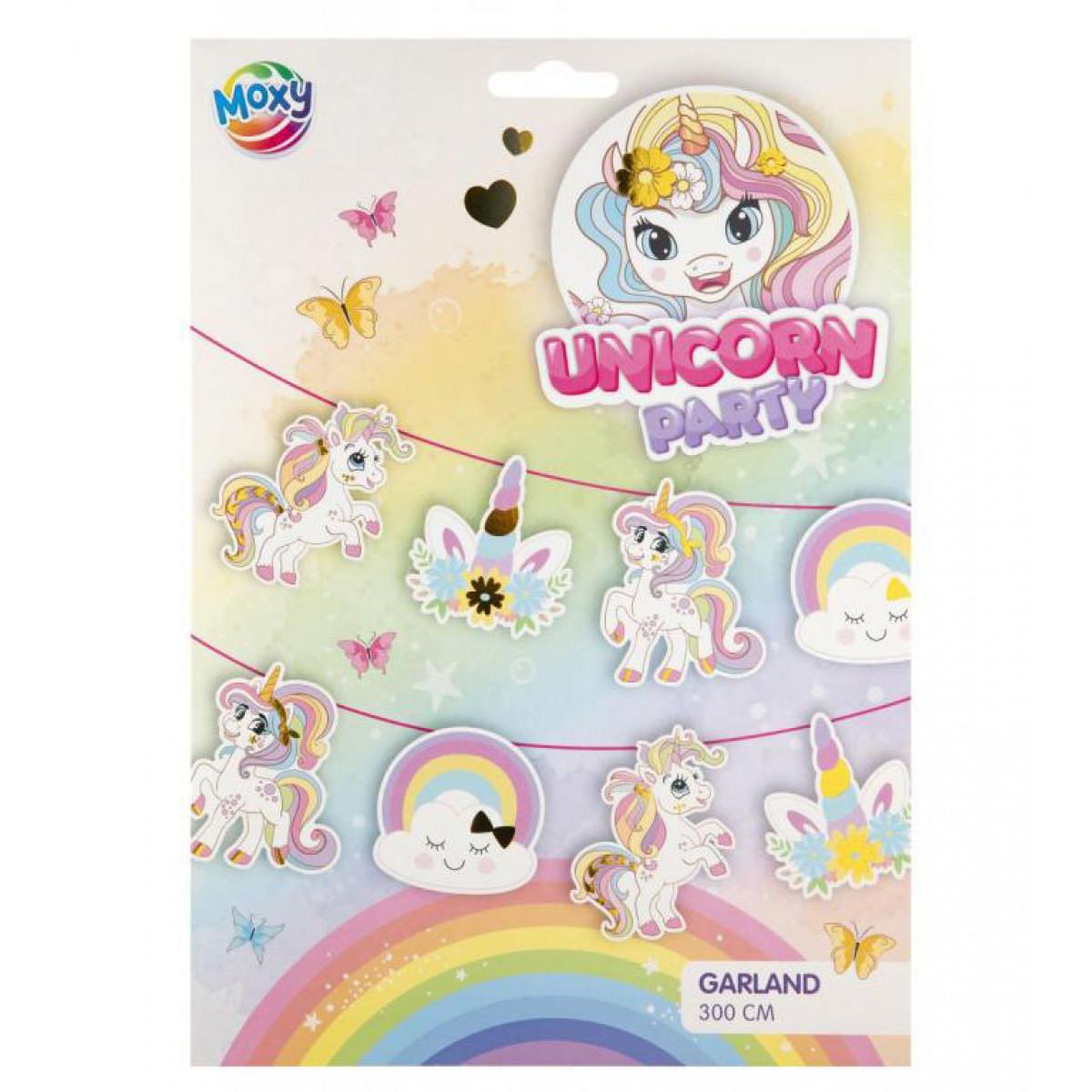 Rođendanska dekoracija - girlanda 3m UNICORN 14 zastavica 