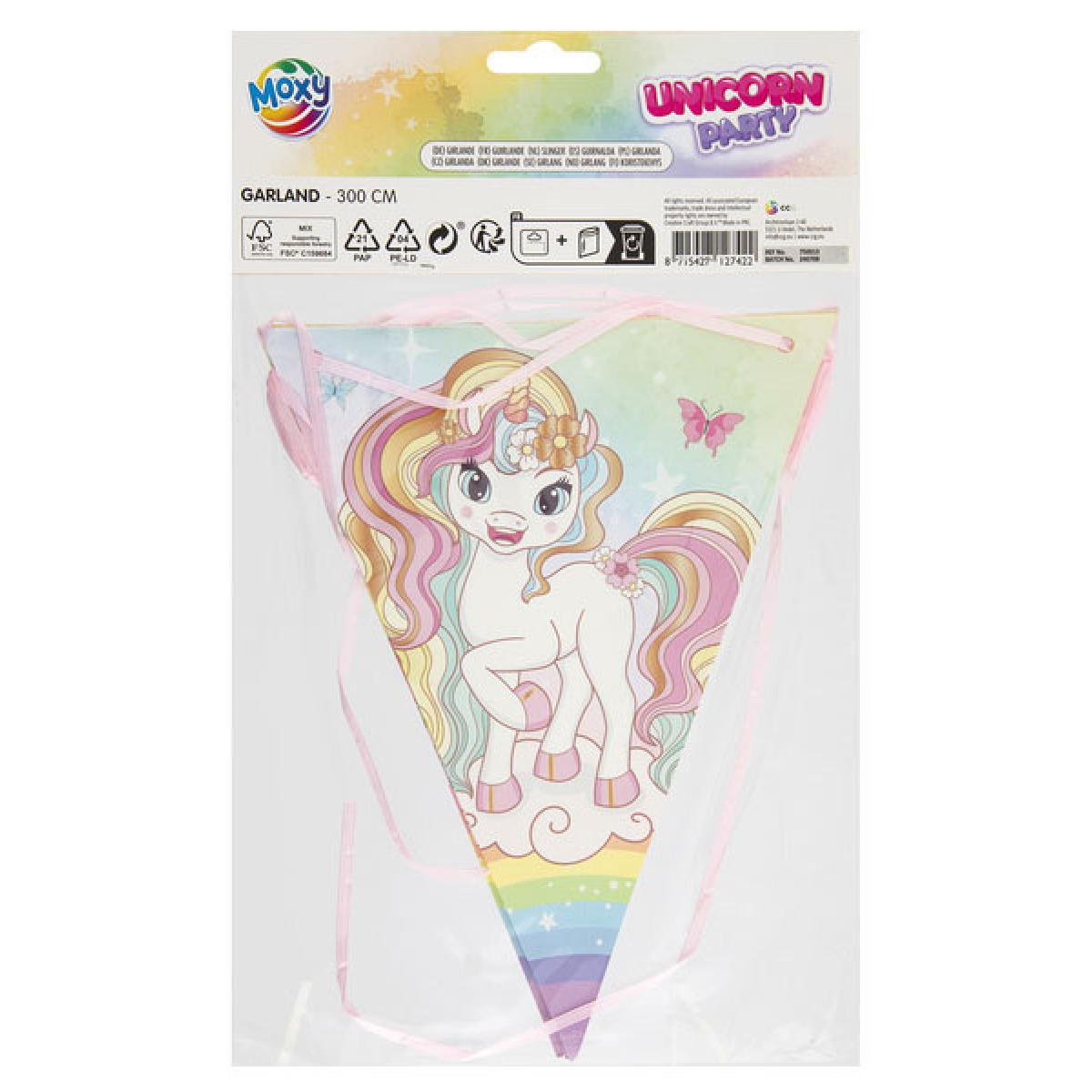 Rođendanska dekoracija - girlanda 3m UNICORN 7 zastavica 