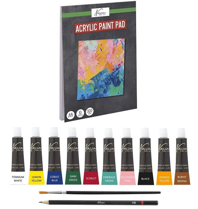 Set akrilnih boja i podloga 