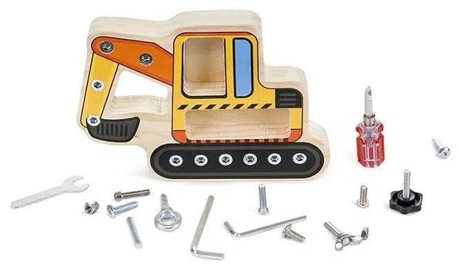 PINO drvena igračka BAGER SA ŠRAFOVIMA 