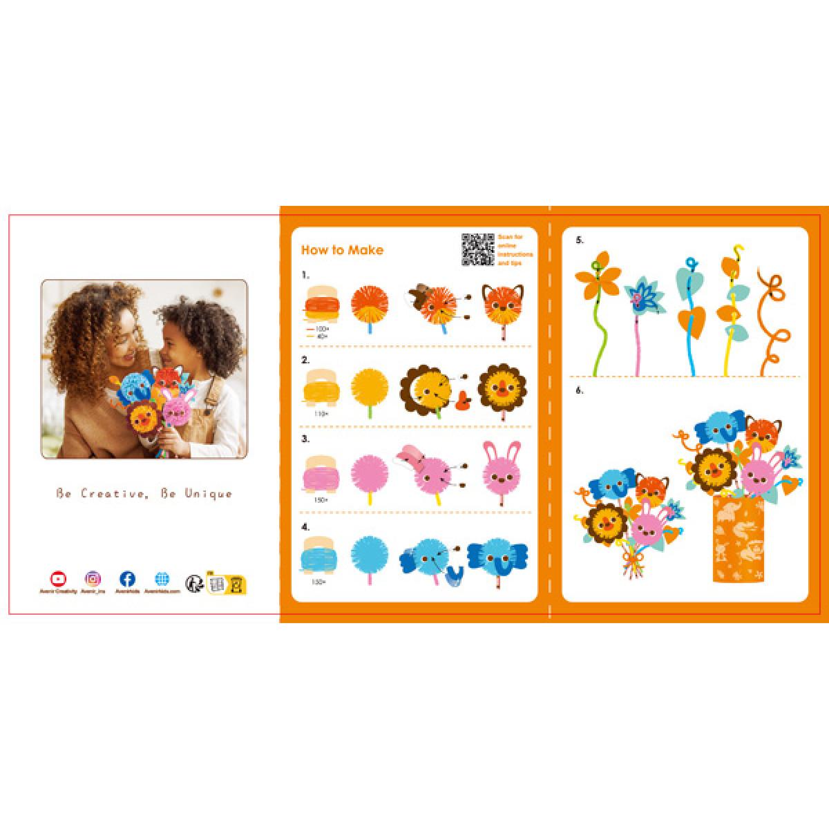 Kreativni set POM POM BUKET - ŽIVOTINJE 