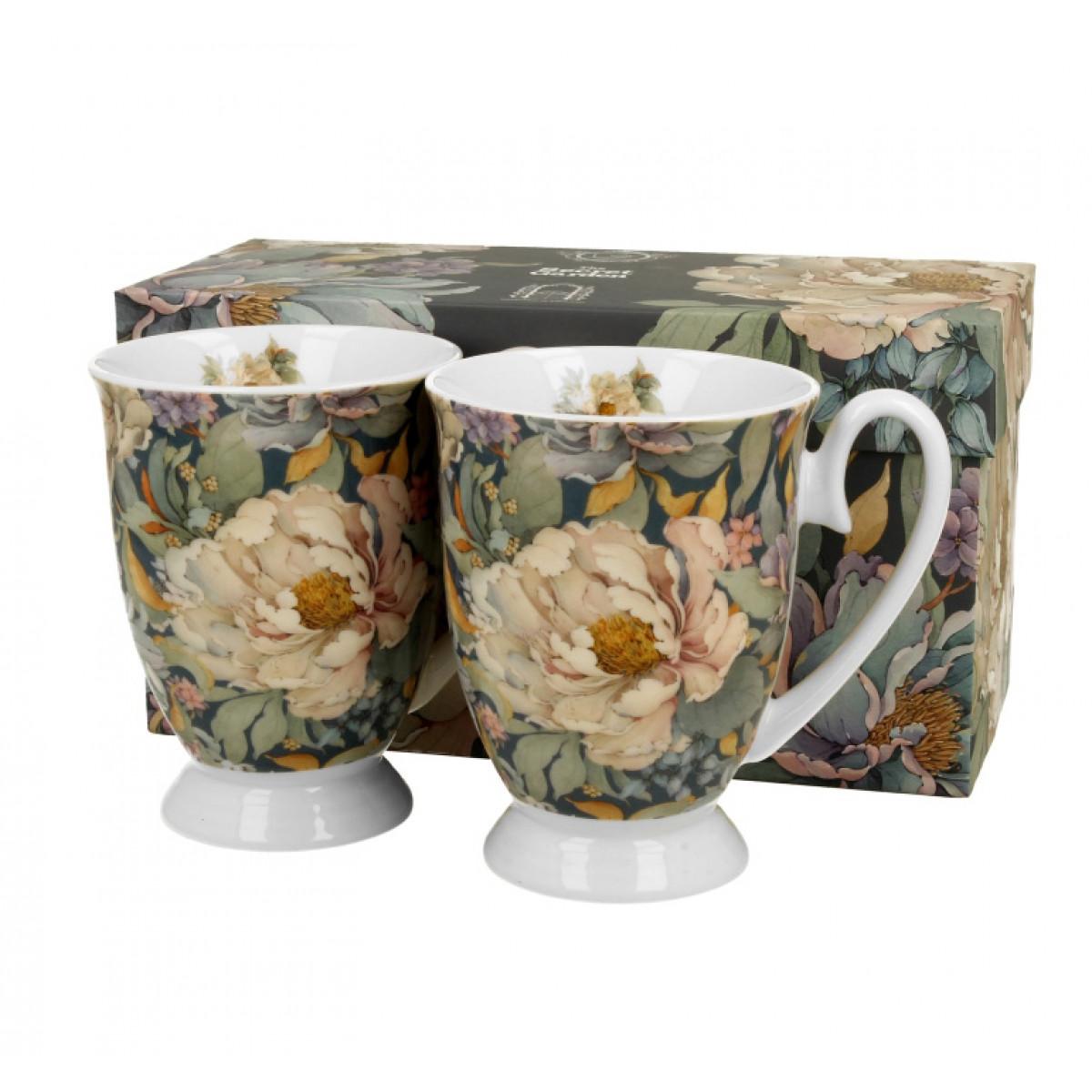 Komplet 2 šolje u poklon kutiji ROYAL PEONY BLUE 340ml 