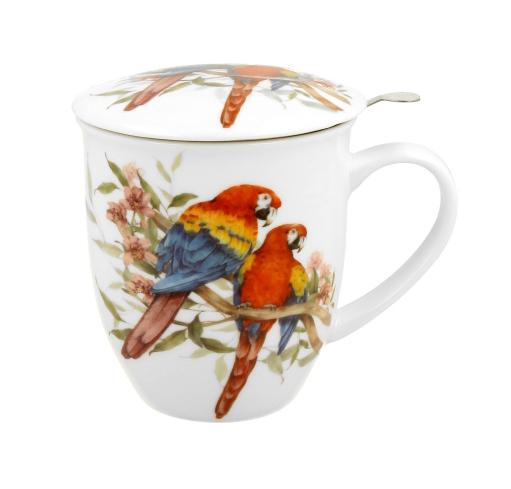 Šolja za čaj sa infuzerom BIRD'S WORLD - SCARLET MACAWS 400ml 