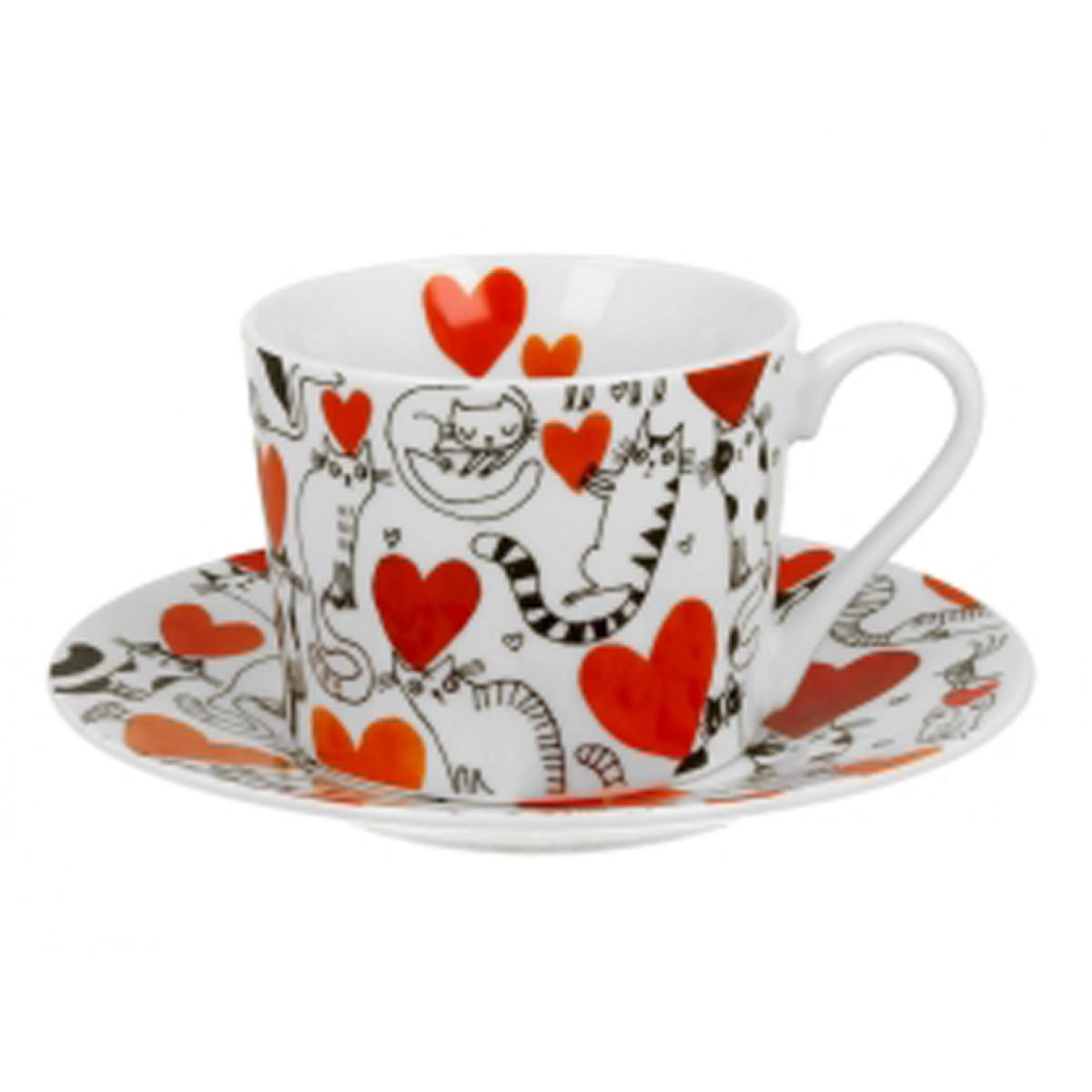 Šolja sa tacnom CAT'S WORLD - HEARTS 