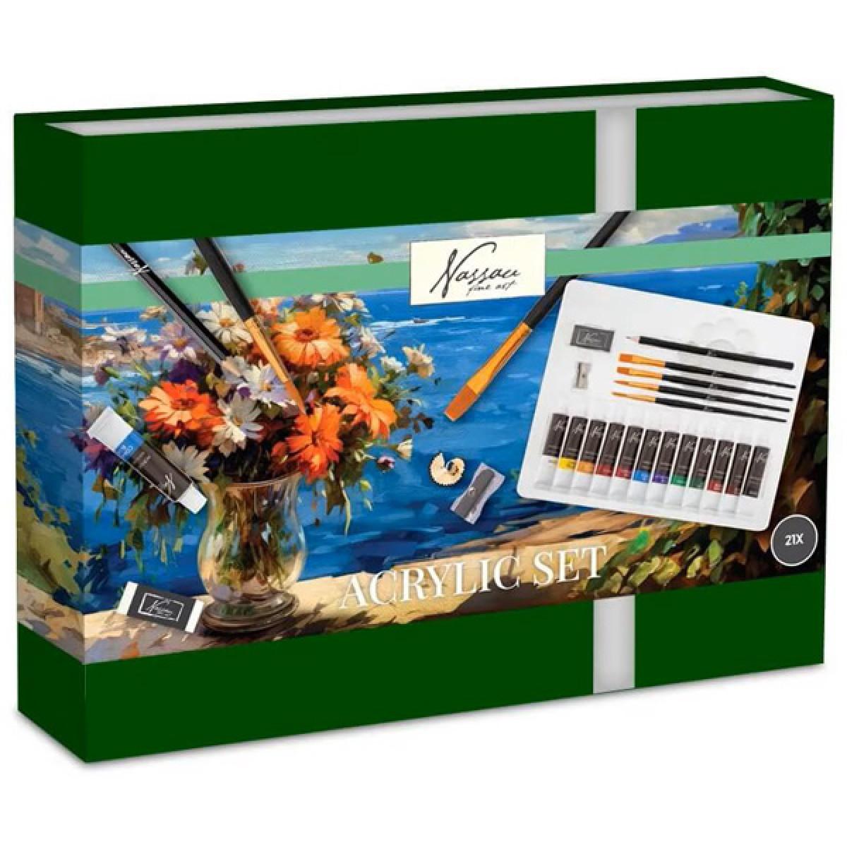 Set akrilnih boja i četkica - 21 kom 