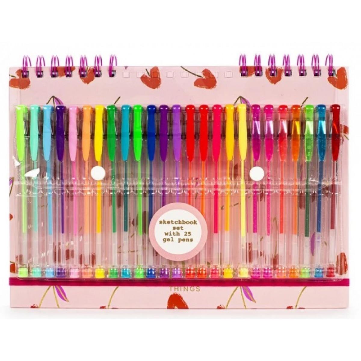 Blok za crtanje sa spiralom + 25 gel olovaka 