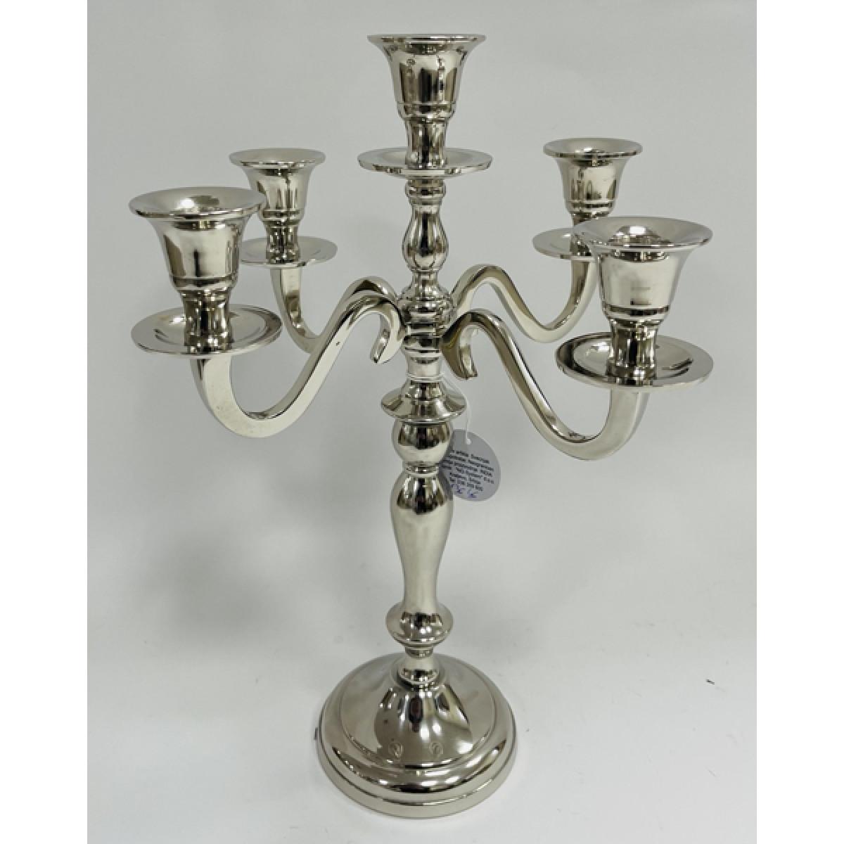Svećnjak za pet sveća - boja srebra 