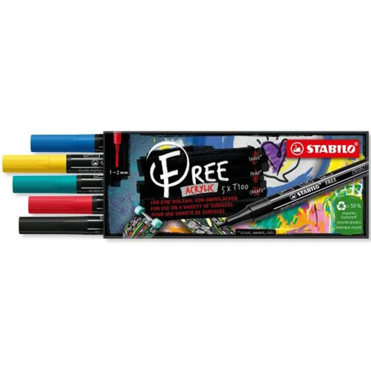 STABILO FREE set akrilnih markera na vodenoj bazi ROYAL 1/5 