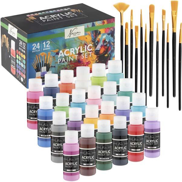 Set akrilnih boja sa četkicama 