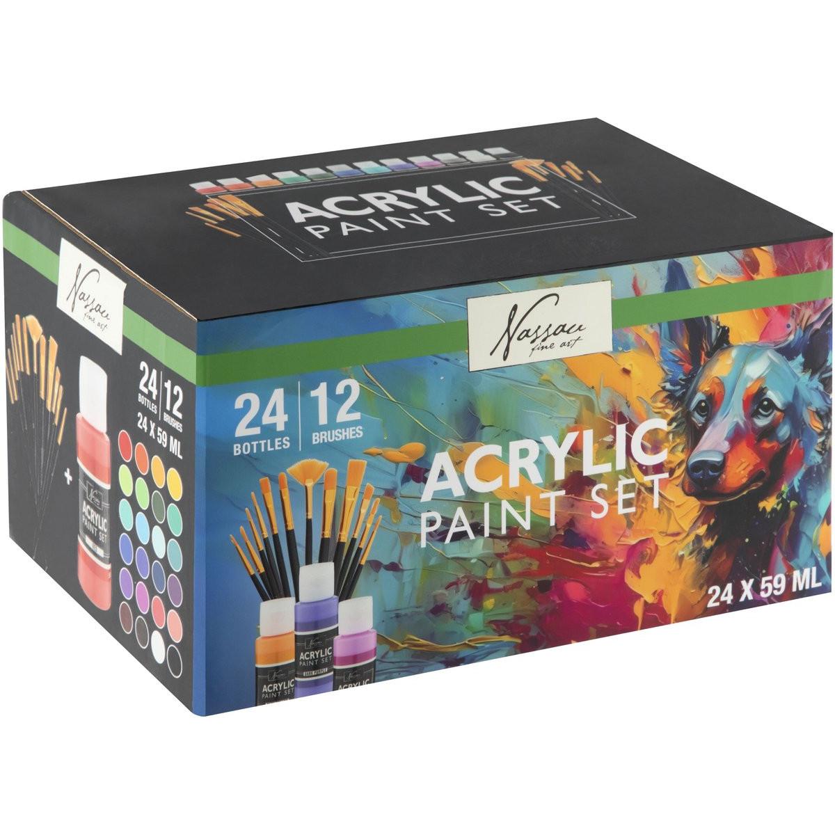 Set akrilnih boja sa četkicama 