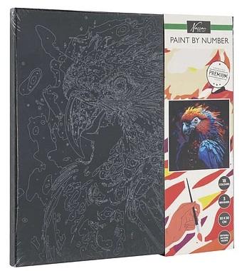 Oboj po brojevima, crno platno PAPAGAJ 30X30cm 