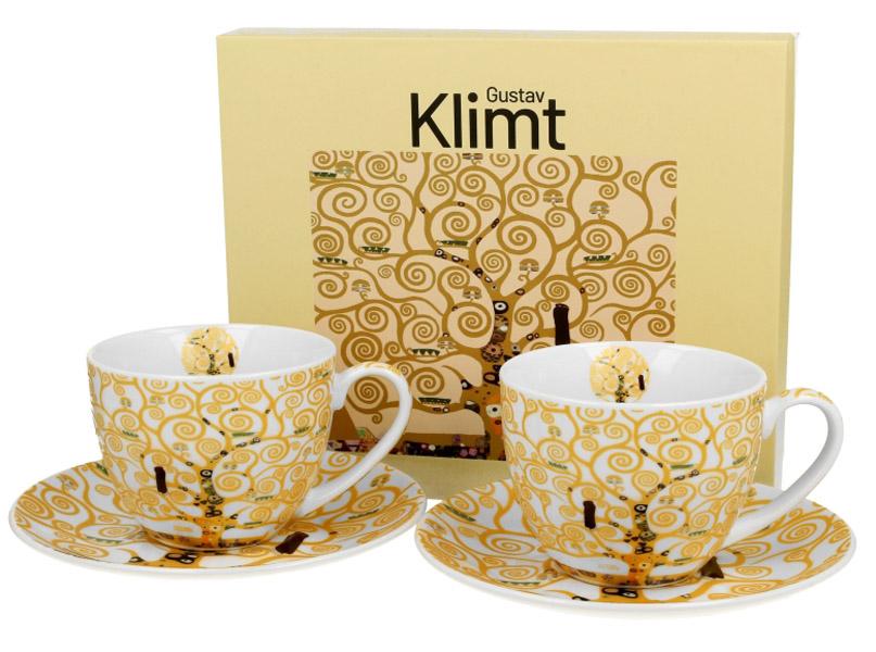 Set dve šolje sa tacnama TREE OF LIFE ECRU - G. KLIMT 