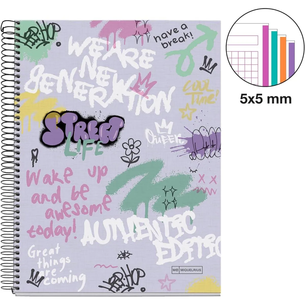 Notes A4 MIQUELRIUS Wake up, 120 listova na kvadratiće 