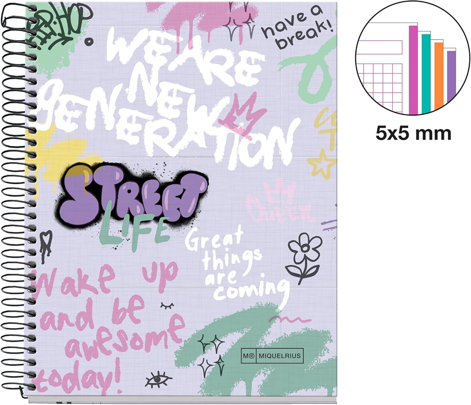 Notes A5 MIQUELRIUS Wake up, 120 listova na kvadratiće 