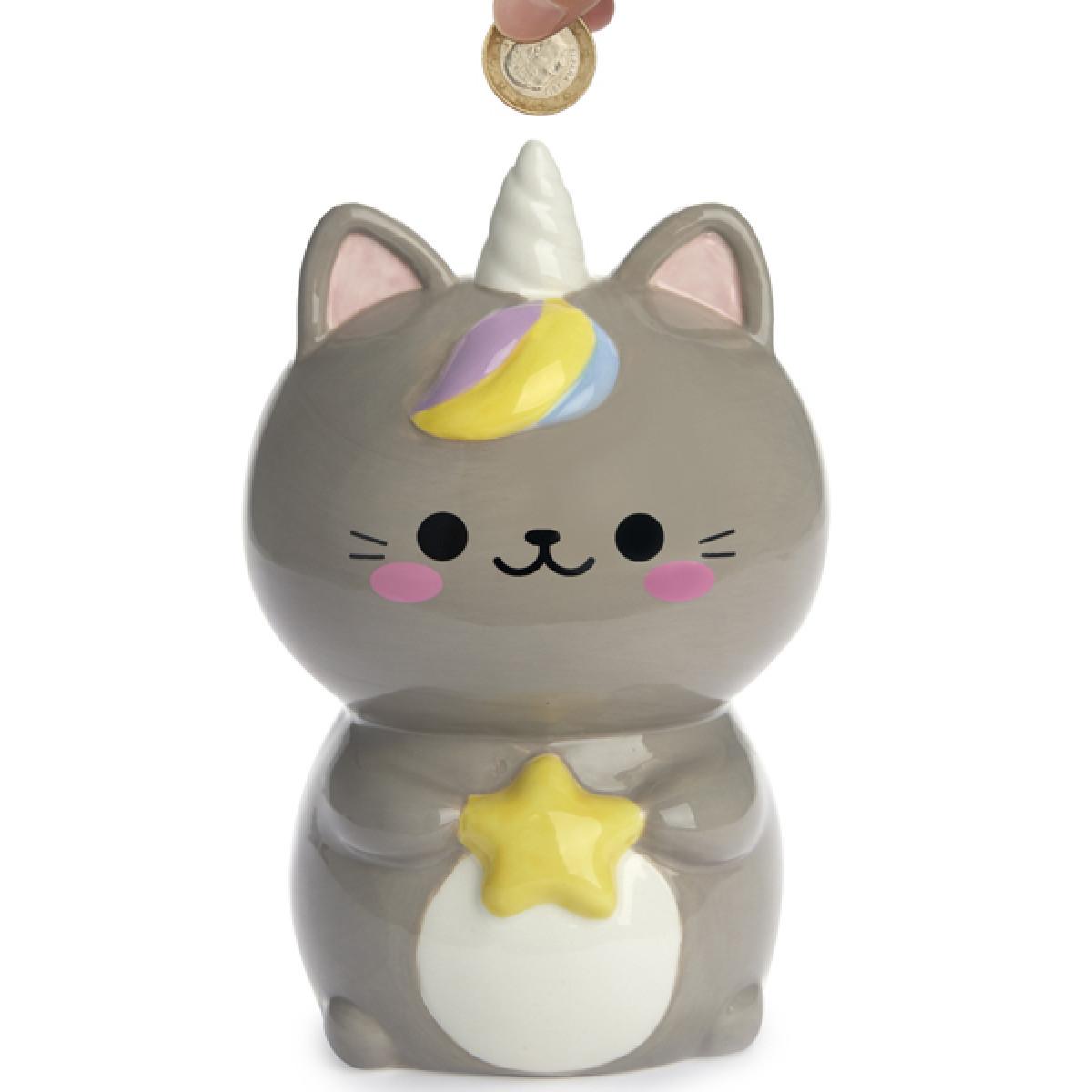 Keramička kasica SIVA MACA SA ZVEZDOM 