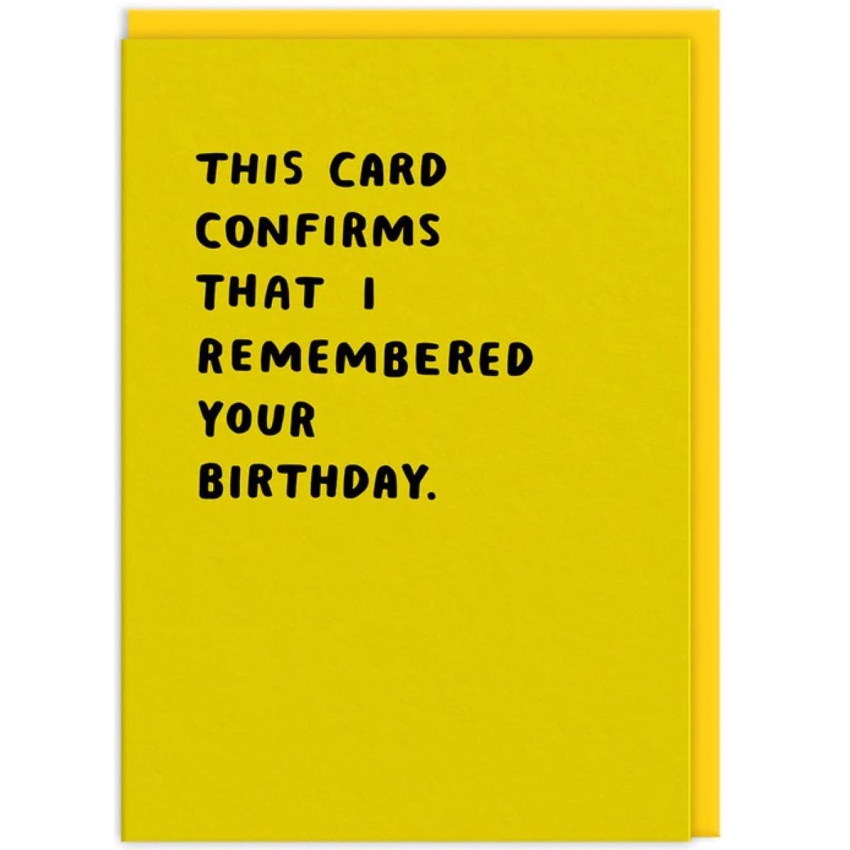 Rođendanska čestitka THIS CONFIRMS I REMEMBERED 