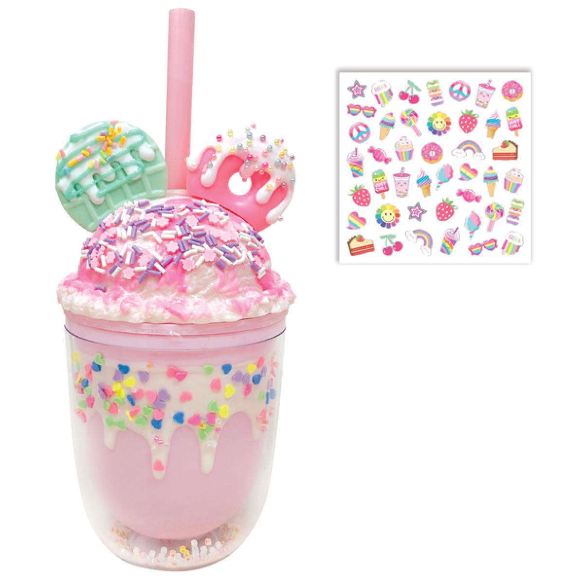 Plastična čaša sa slamčicom SLADOLED - ROZE 450ml 