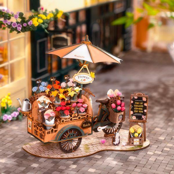 3D drvene puzzle KOLICA CVEĆA 