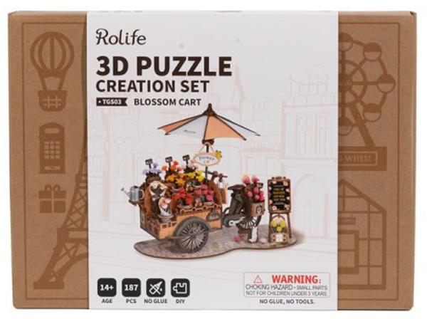 3D drvene puzzle KOLICA CVEĆA 