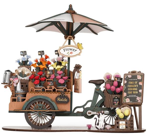 3D drvene puzzle KOLICA CVEĆA 