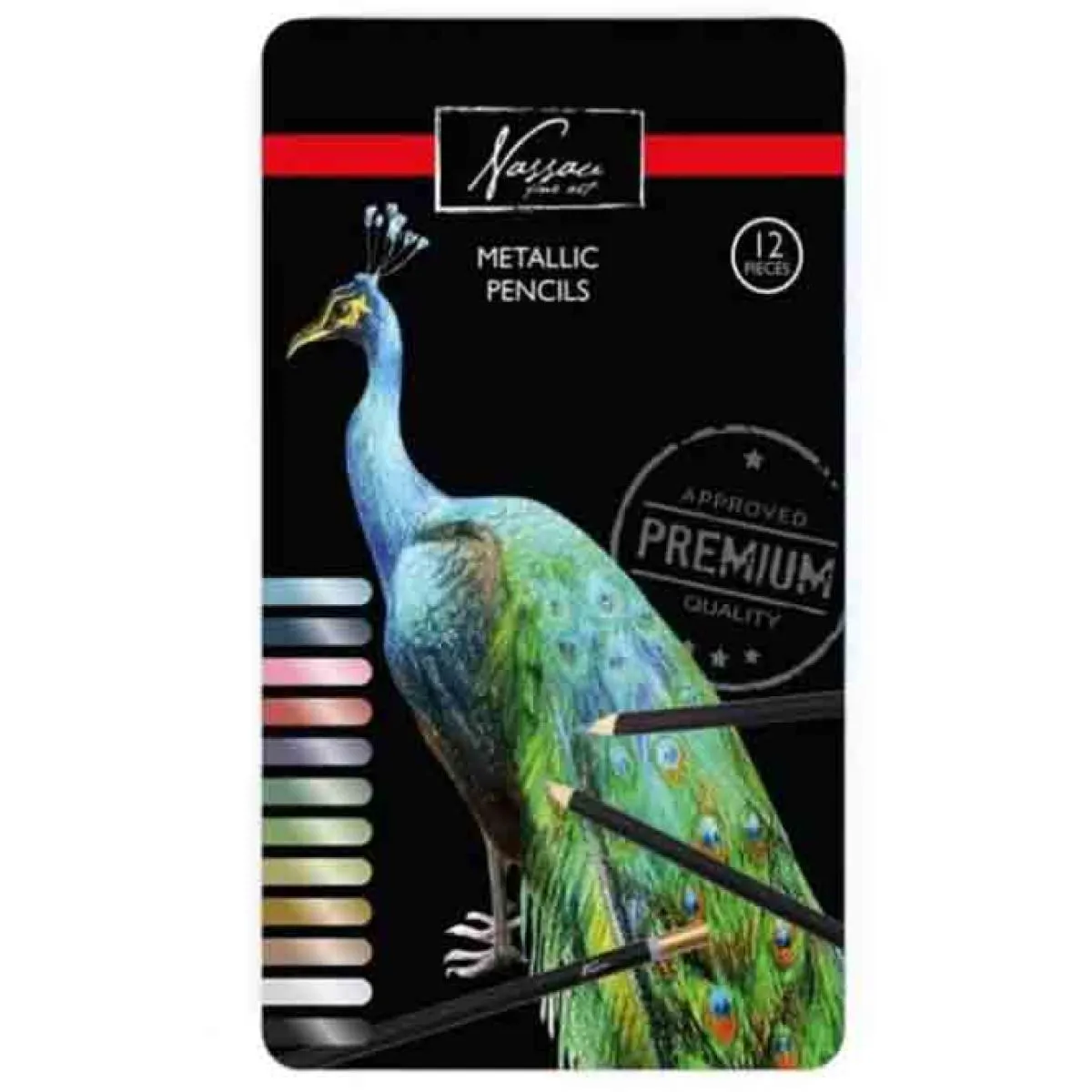 Drvene metalik bojice u metalnoj kutiji - NASSAU 12 komada 