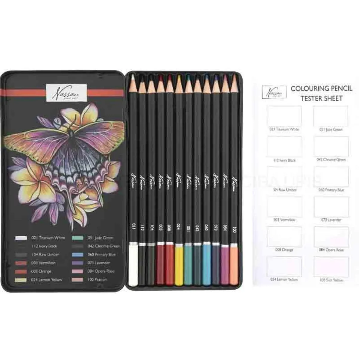 Drvene bojice u metalnoj kutiji - NASSAU 12 komada 